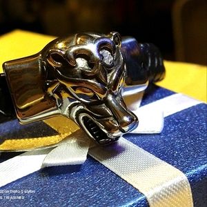 🔥WOLF, ON BLACK BRAIDED, WIDE LEATHER  BRACELET. (SILVER. .5" WIDE.